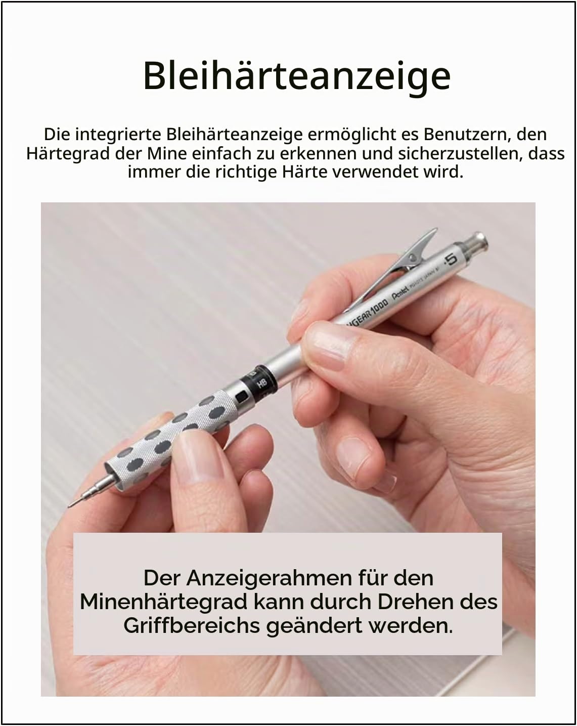 Graph Gear 1000 Druckbleistift-Set (0,3 mm/0,4 mm/0,5 mm/0,7 mm/0,9 mm), hochwertiges Original-Federmäppchen