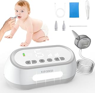 Mouche bébé VITCOCO | Aspirateur Nasal Électrique pour Bébés | 6 Forces d'Aspiration | Rechargeable avec Lumière et Musique Apaisante | Sûr Efficace Doux