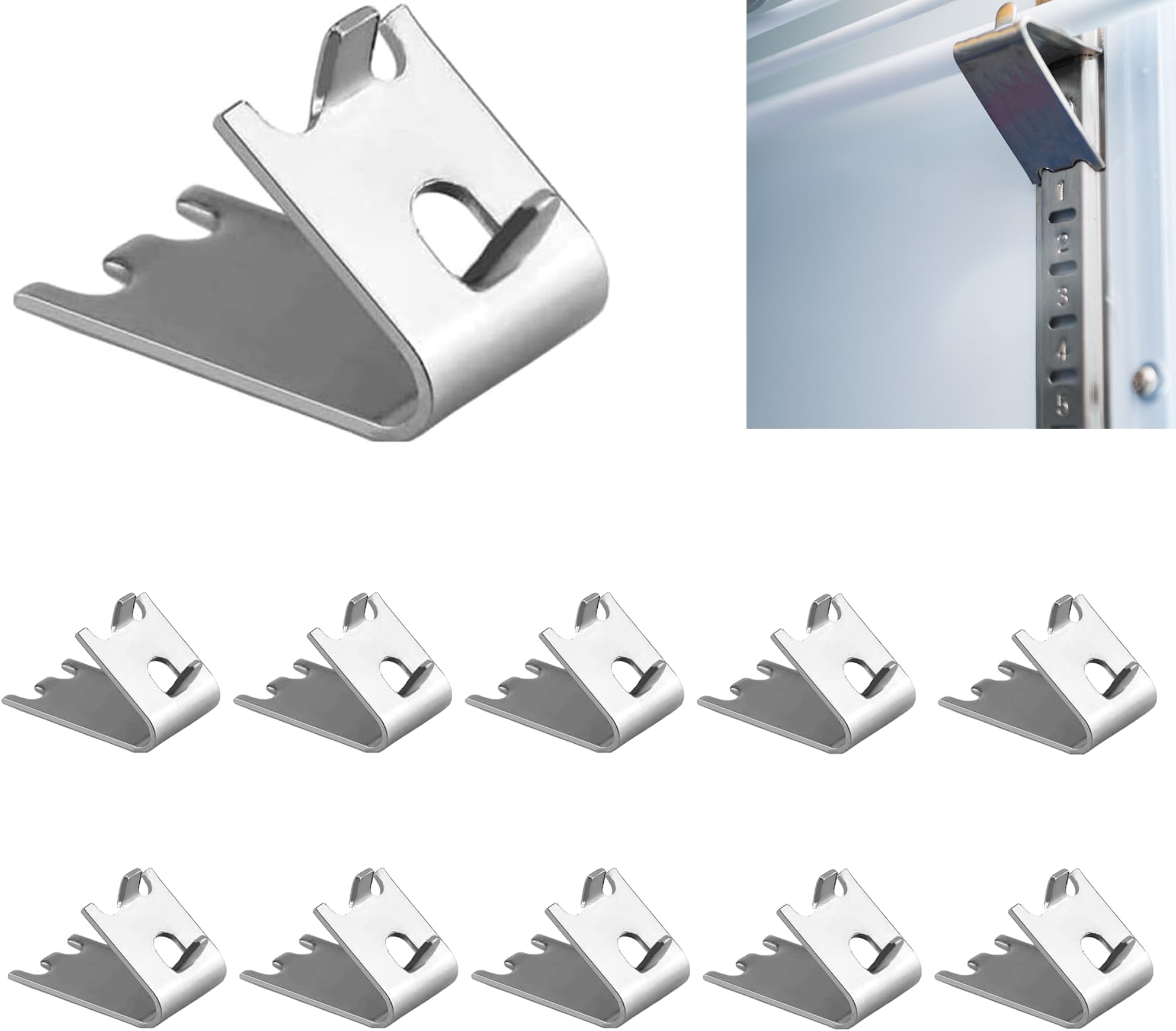 - 10 Piece Set of Refrigerator Refrigerated Shelf Replacement Clip Brackets. Refrigerator Buckles. Refrigerator Freezer Brackets. Stainless Steel Hook Rack Clips