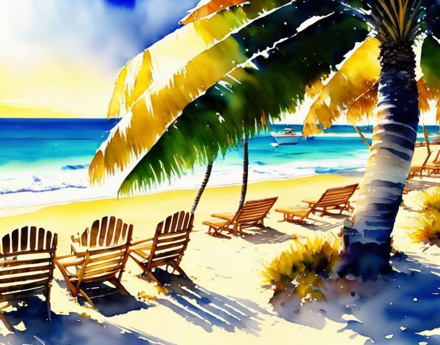 Affiches sur toile de plage SERENDIPITP 58x90cm aquarelle déco