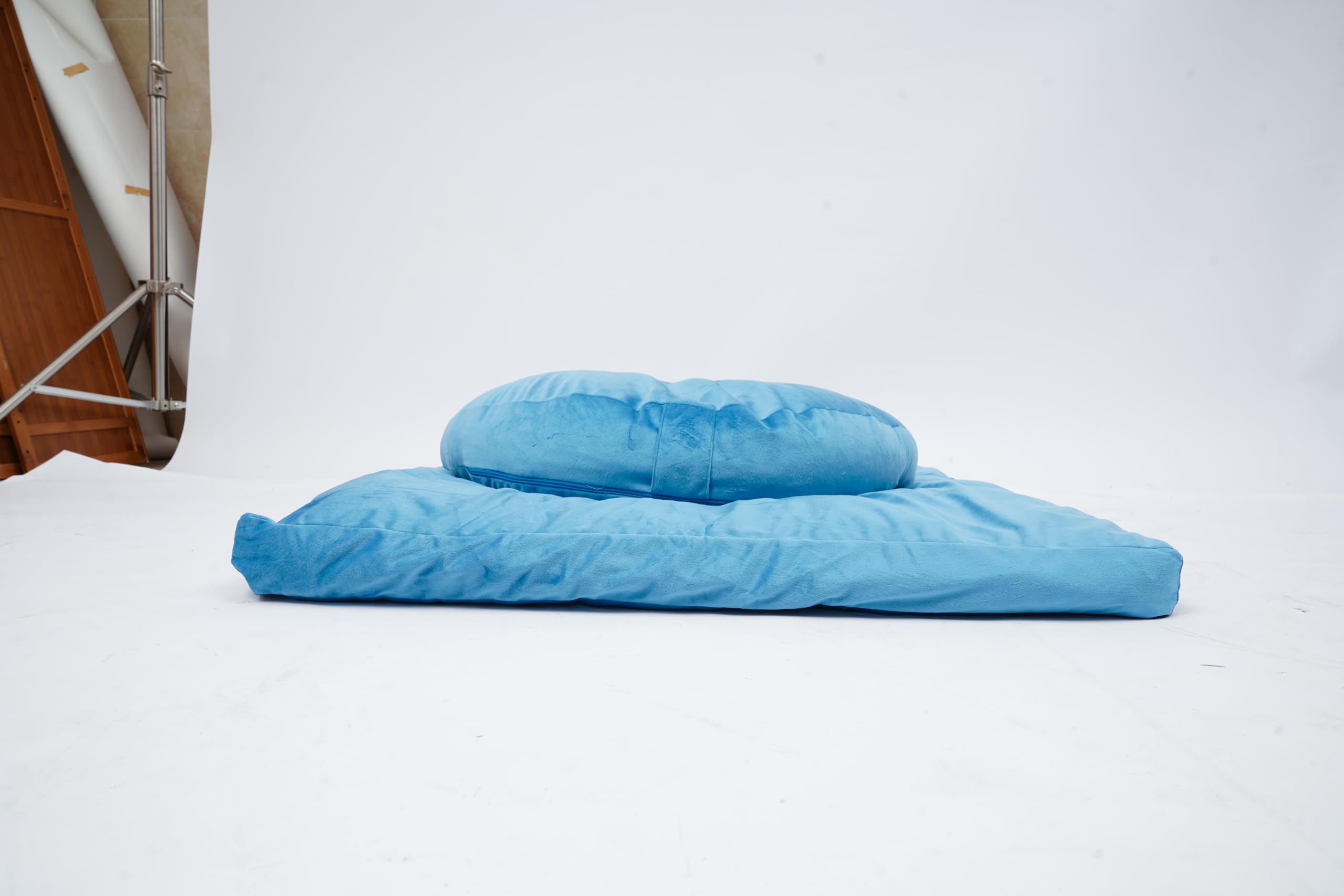 Meditationskissen mit Buchweizenschalen Herzform Dekokissen für Bett Schlafzimmer Wohnzimmer blau 64x27x13cm