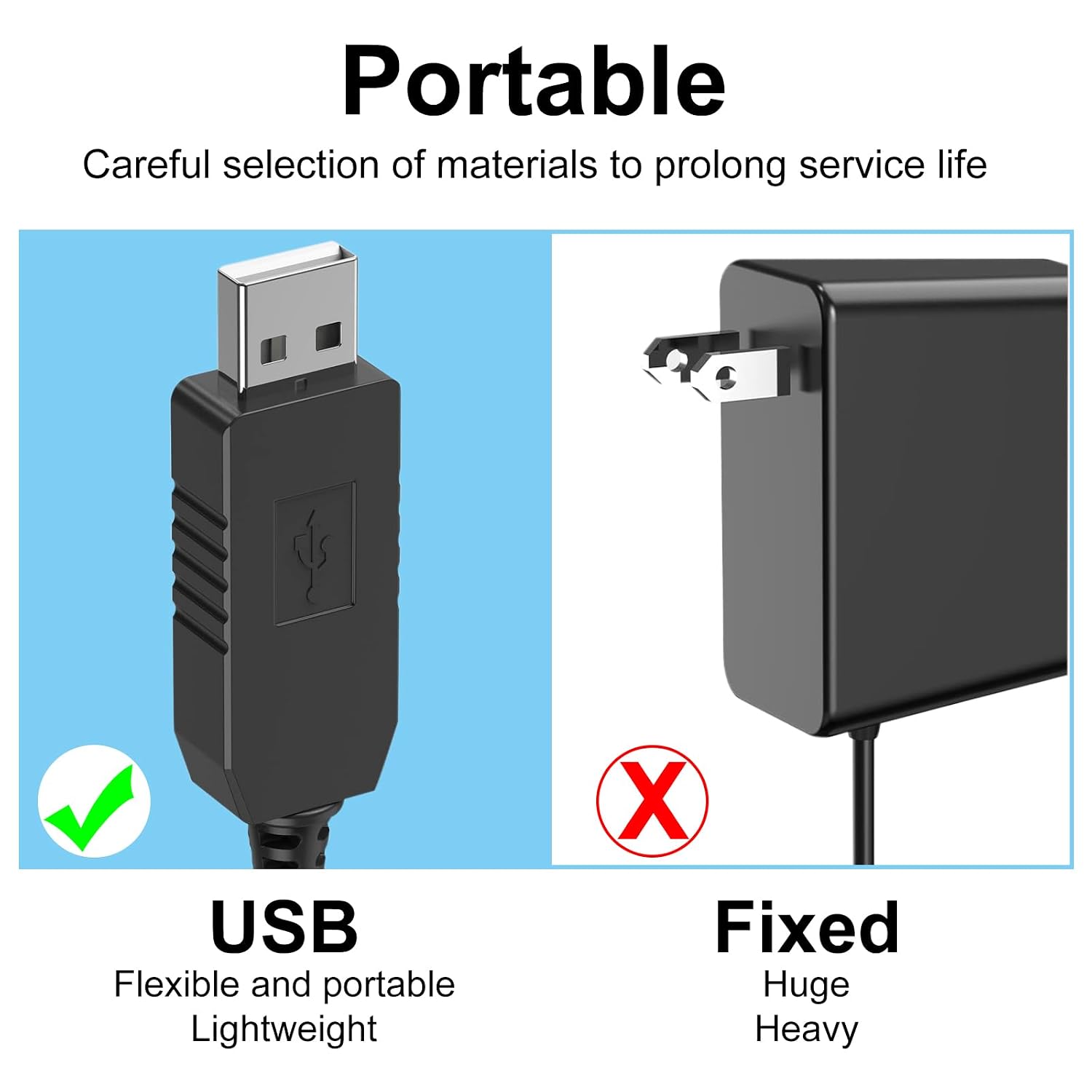 Charger Cord Replacement for Waterpik Water Flosser WP360 WP462 WP450 WF13 WP100 Water Flosser, USB Charging Cable (Black)