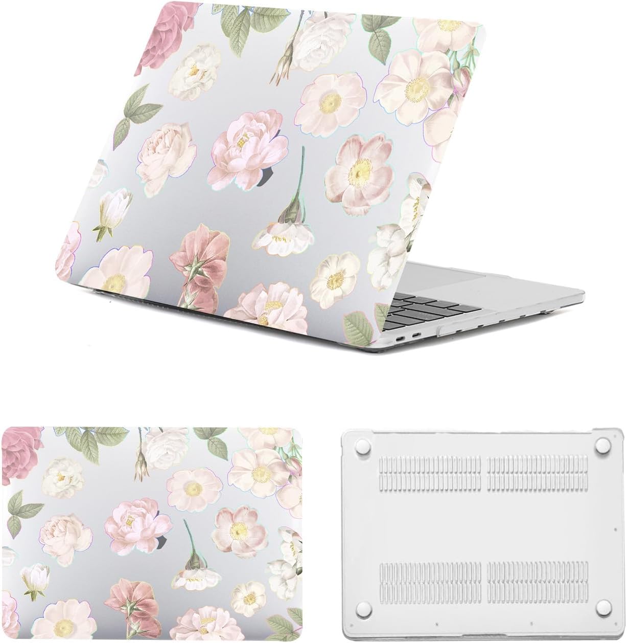 Arts Case for New MacBook Pro 15 inch 2019 2018 2017 2016 A1990 A1707 Touch Bar/Touch ID,Plastic Protective Laptop Cover for MacBook Pro Case 15 inch,Pink Gold Flower