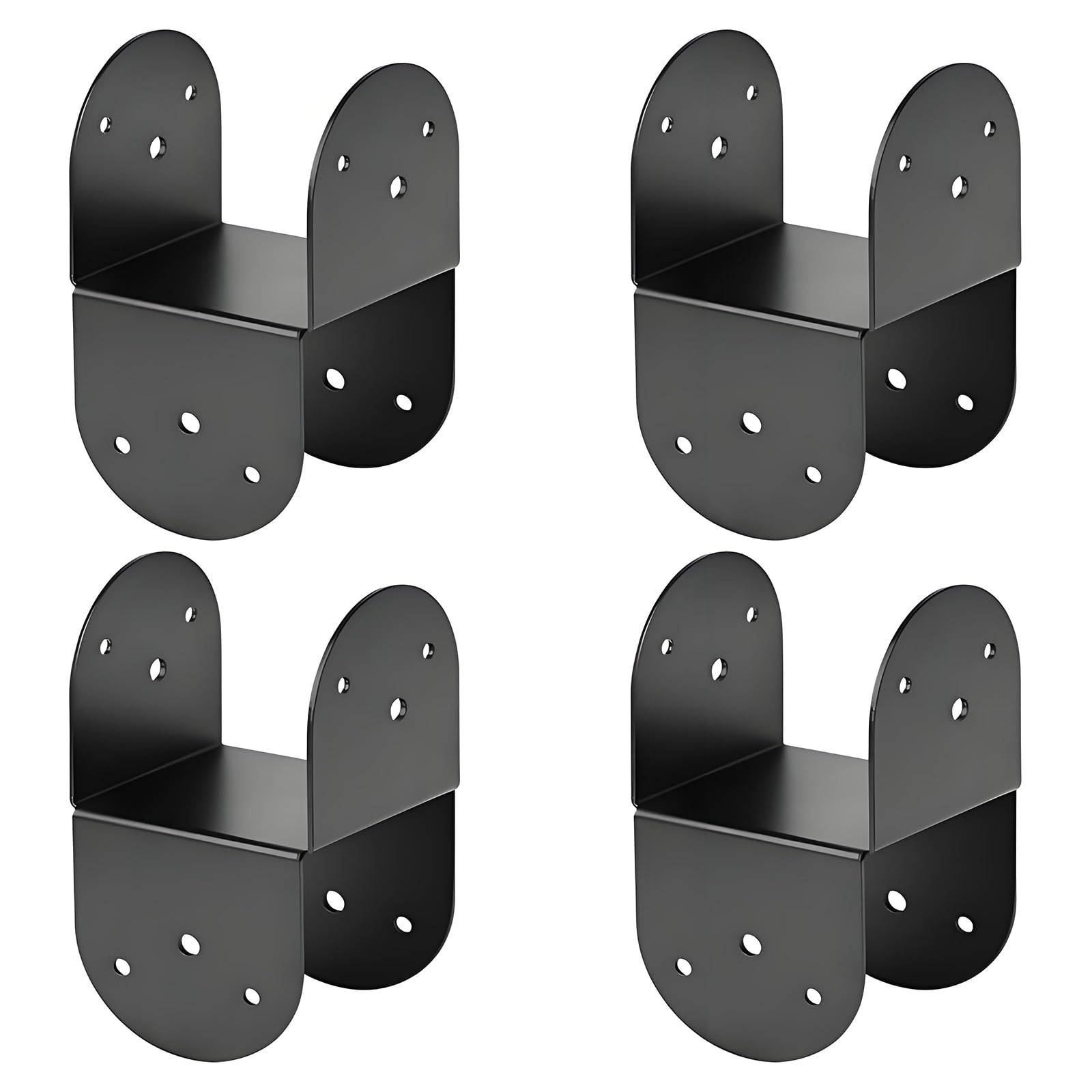 Elnwnnkc Black Strength Metal Column Fastener Rusts Resistant Post Base Connector For Stable 4 By 4 & Beam Joint Reinforcement Shade Link