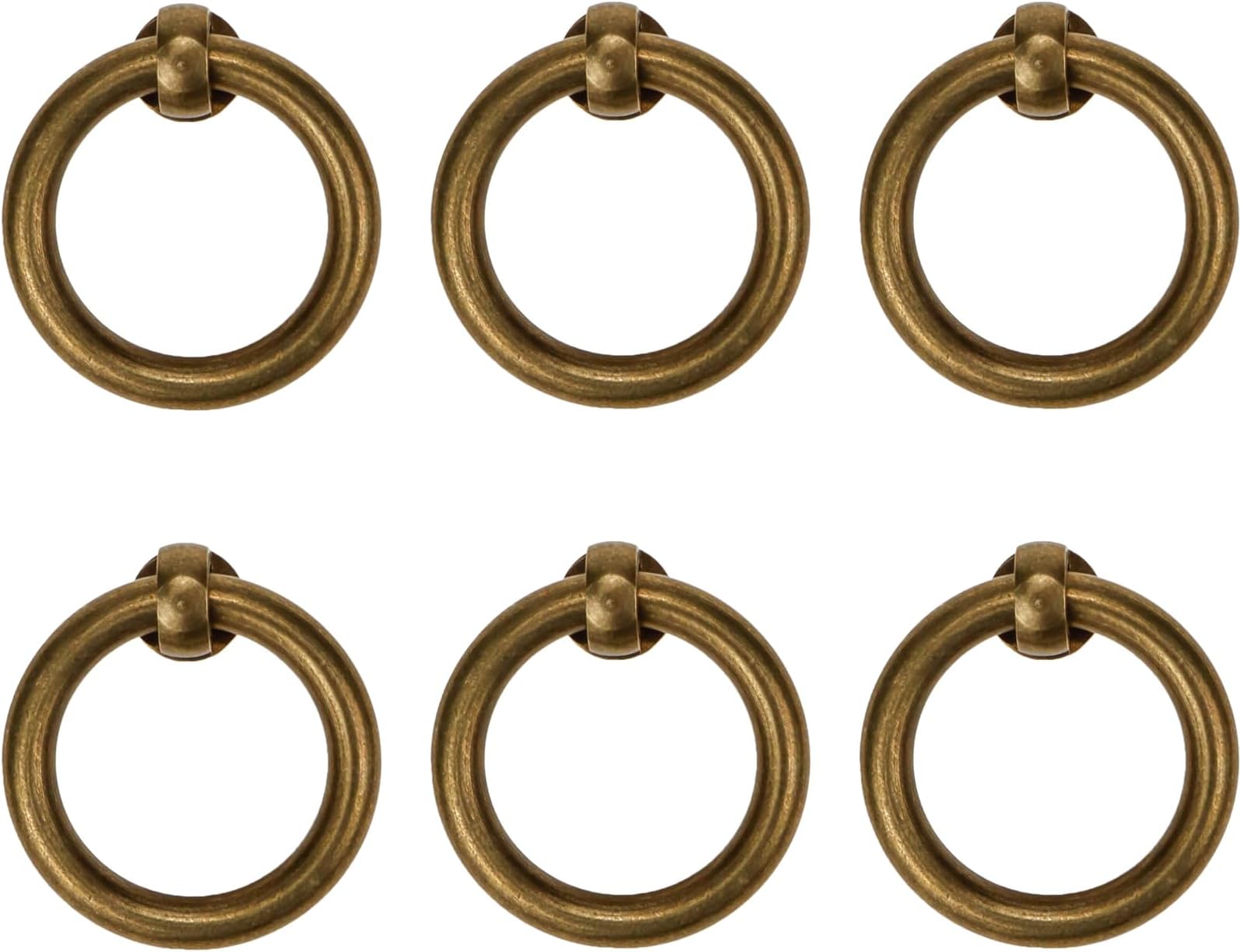 LC LICTOP 1.38 Inch Bronze Drop Ring Pulls 6Pcs, 35mm Pull Knob for Antique Furniture Cupboard Cabinet Drawer Dresser Wardrobe