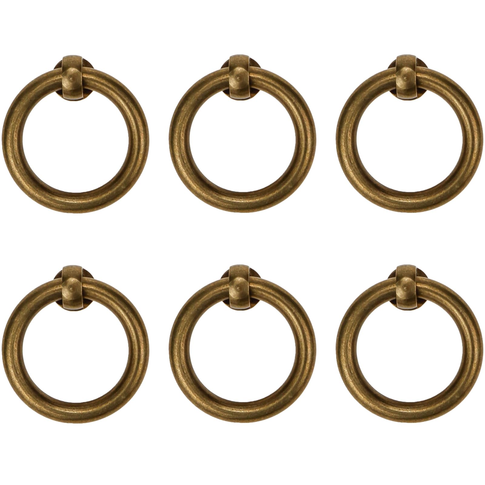 LC LICTOP 1.38 Inch Bronze Drop Ring Pulls 6Pcs, 35mm Pull Knob for Antique Furniture Cupboard Cabinet Drawer Dresser Wardrobe