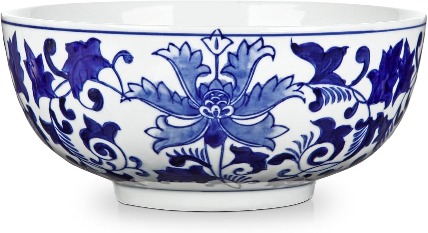 Hollyone Blue and White Vase Porcelain Planters 9 Inch Garden Bowl Modern Ceramic Pots Classic Chinese Floral Vase for Indoor Outdoor Succulents Bonsai Fairy Gardens Herbs