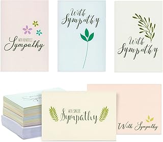 48 Pack Sympathy Cards Assortment Box with Envelopes, Bulk Set of Floral Condolence Note Cards, Blank Inside (4x6)
