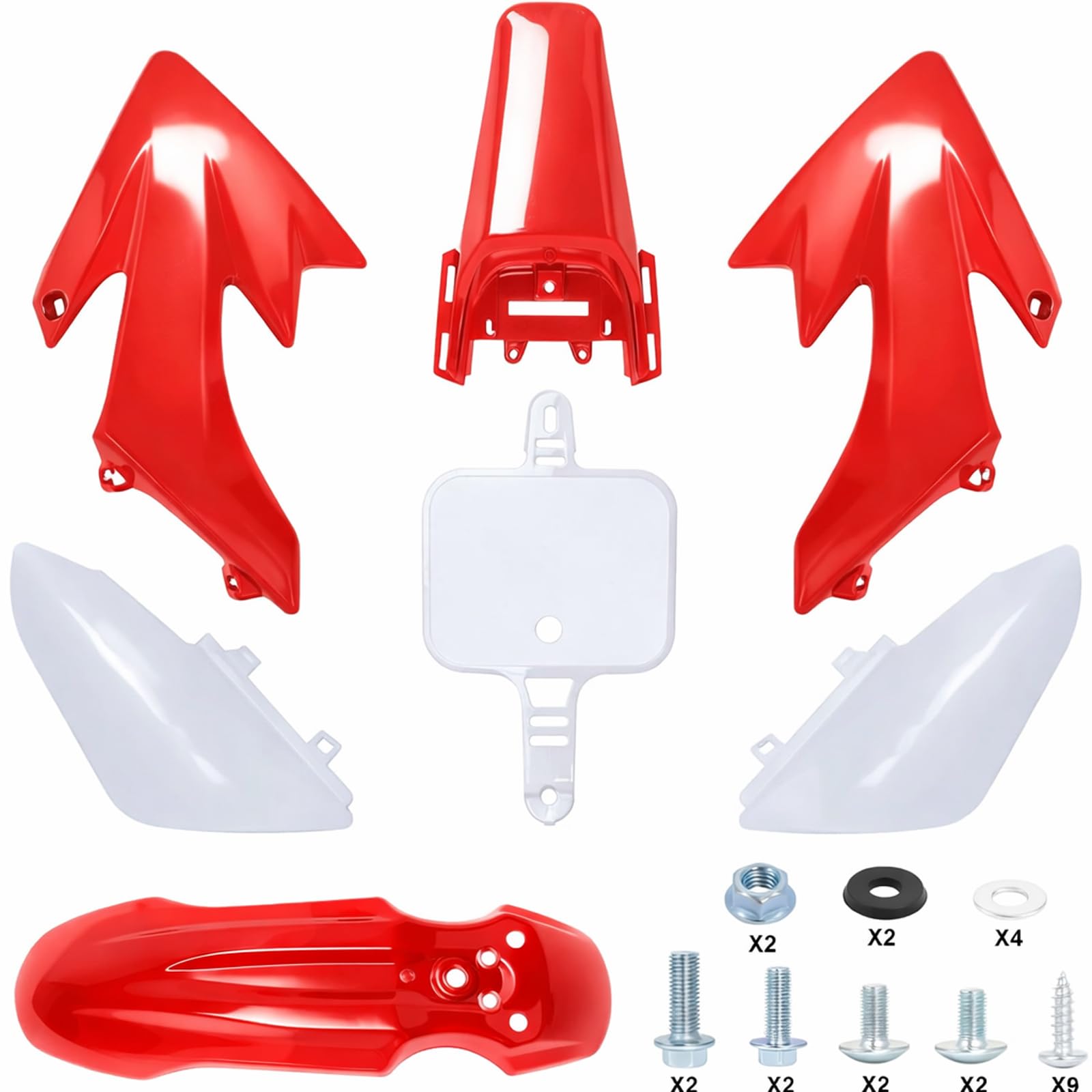 Podoy CRF50 Plastics Kit Body Fender Fairing Set 7PCS with Bolts (Red)