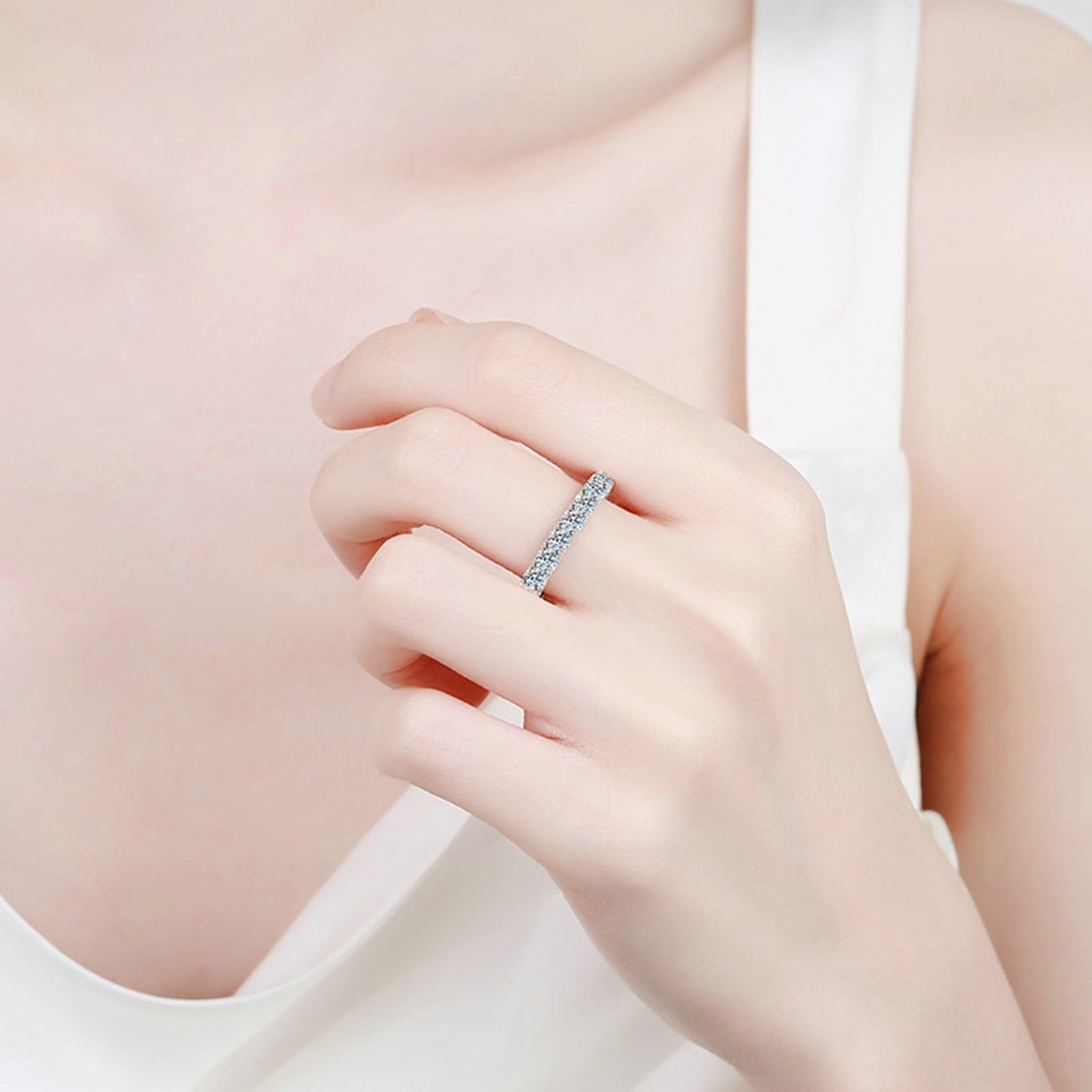 Pierścionek zaręczynowy 18K 2,1 ct biały okrągły diament hodowany laboratoryjnie pierścionek dla pary