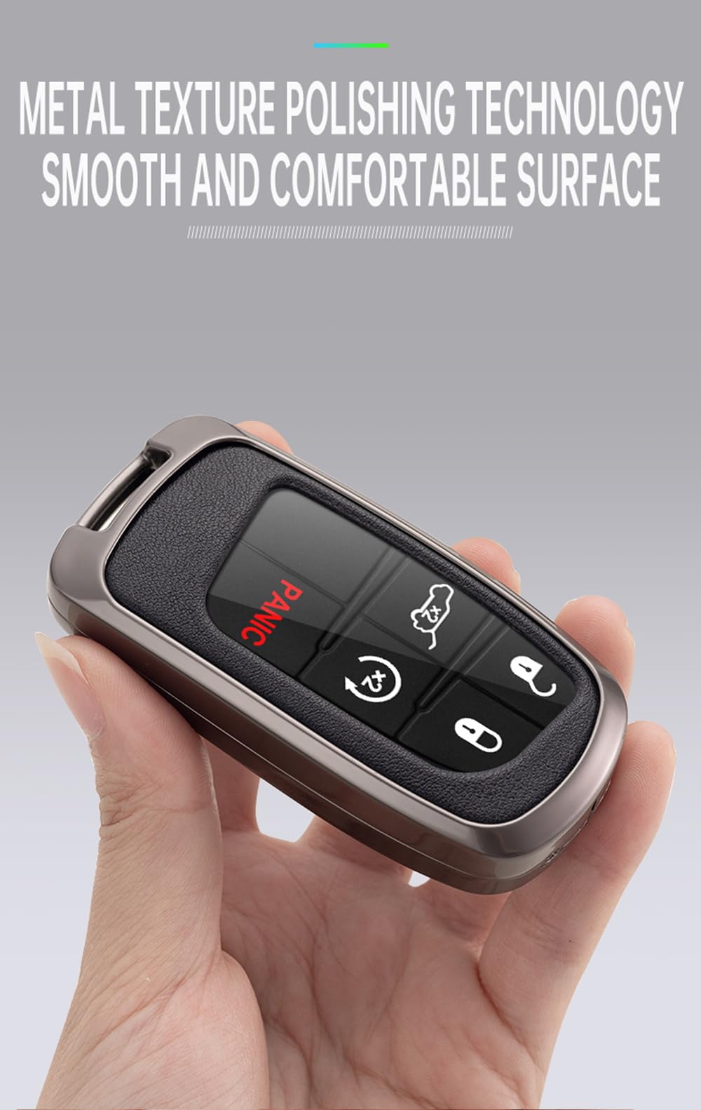 ontto Etui na kluczyki samochodowe pasuje do Dodge, metalowe, skórzane, etui ochronne do Jeep Cherokee, etui na klucze do FIAT 500X, breloczek do kluczy do Chrysler 300C, etui na klucze 2/3/4/5