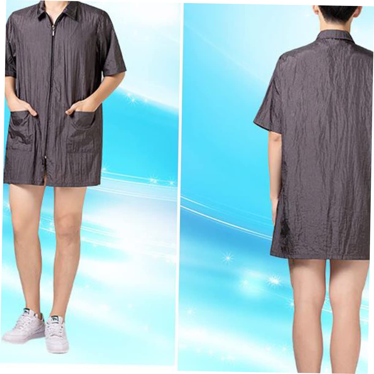 FRCOLOR Ensemble de 2 Vêtements de Travail à Manches Courtes pour Homme Et Femme Gris avec Capillaire