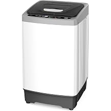 Upstreman Small Portable Washing Machine, 10 lbs 1.38 cu ft Compact Mini Clothes Washer and Spin Dryer, Hot Cold Inlets, Wheels, 8 Programs, 24H Delays, Fully Automatic for Apartment, RV, Dorm, White