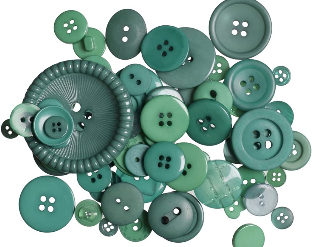 60g Assorted Green Buttons for Crafts | Sewing Scrapbooking Card Making