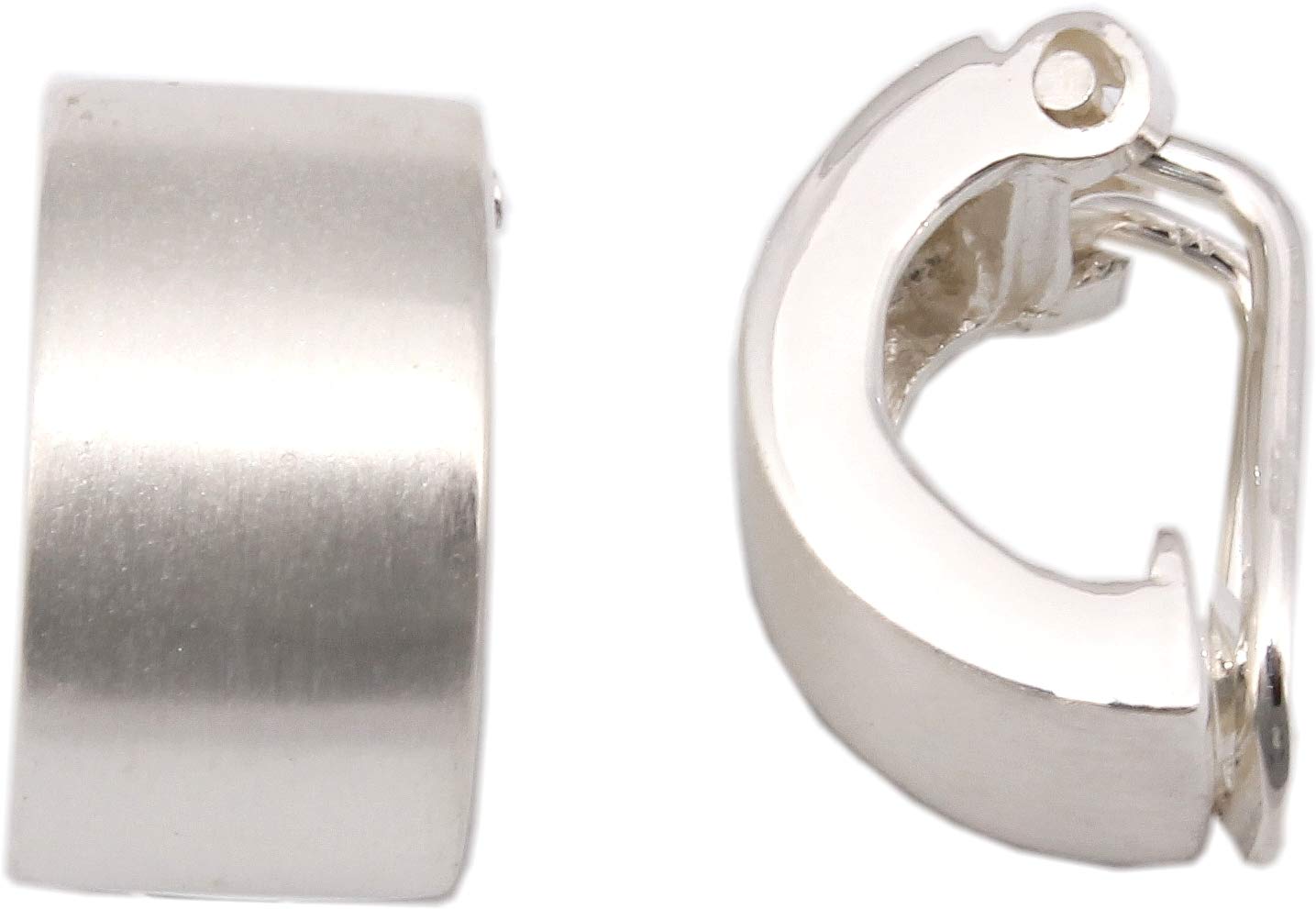 Ohrringe Clip Silber 925 Halbcreolen Ohrclip für Damen mattiert
