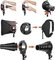 Vista 3 de Godox Soporte tipo S Bowens Mount Holder con 20 piezas de filtro de luz de gel para Speedlite Flash Snoot Softbox Honeycomb