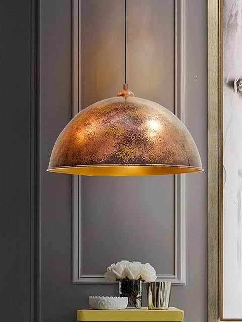 bamyum Vintage Ceiling Lights Living Room Kitchen Metal Ø 40cm E27 Copper Colour Pendant Light Fitting Light Shade Industrial Ceiling Lights Lampshade
