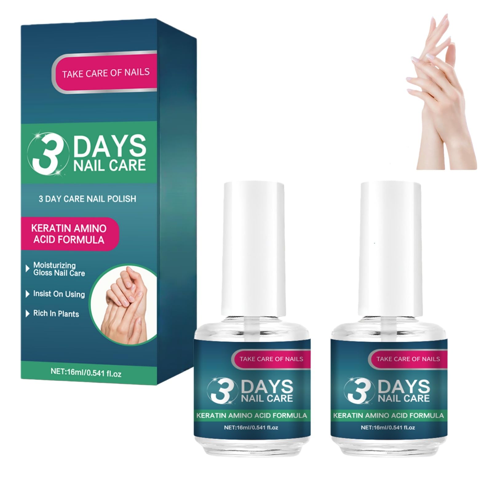 Cura Unghie 3 Giorni, Cheratina Agli Aminoacidi Smalto Cura Olio Fortificante Giorno 3 Giorni Cheratina Nutre Profondità Cuticole Chiodi Secchi, 3 Days Idratante Fortificante Nails Fragili, 16 ml