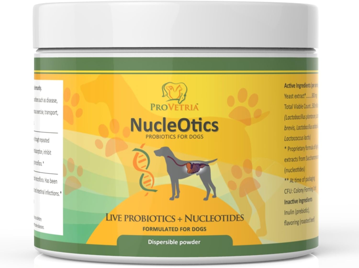 Canine Probiotics with Nucleotides to Aid Digestive Health & Immune System Support in Dogs - Eliminate and Prevent Acute Diarrhea & Constipation - Increase Nutrient Absorption & Enzyme Activity