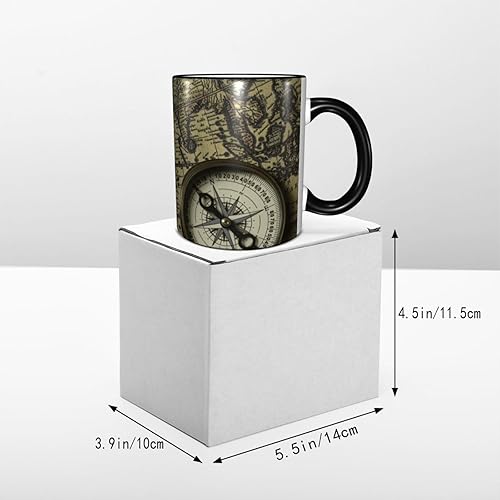 Miniatura 5 de Mapa del mundo brújula lupa taza de café vintage tazas de café tazas de café de cerámica con asa, tazas de té tazas para café, tazas de beber tazas