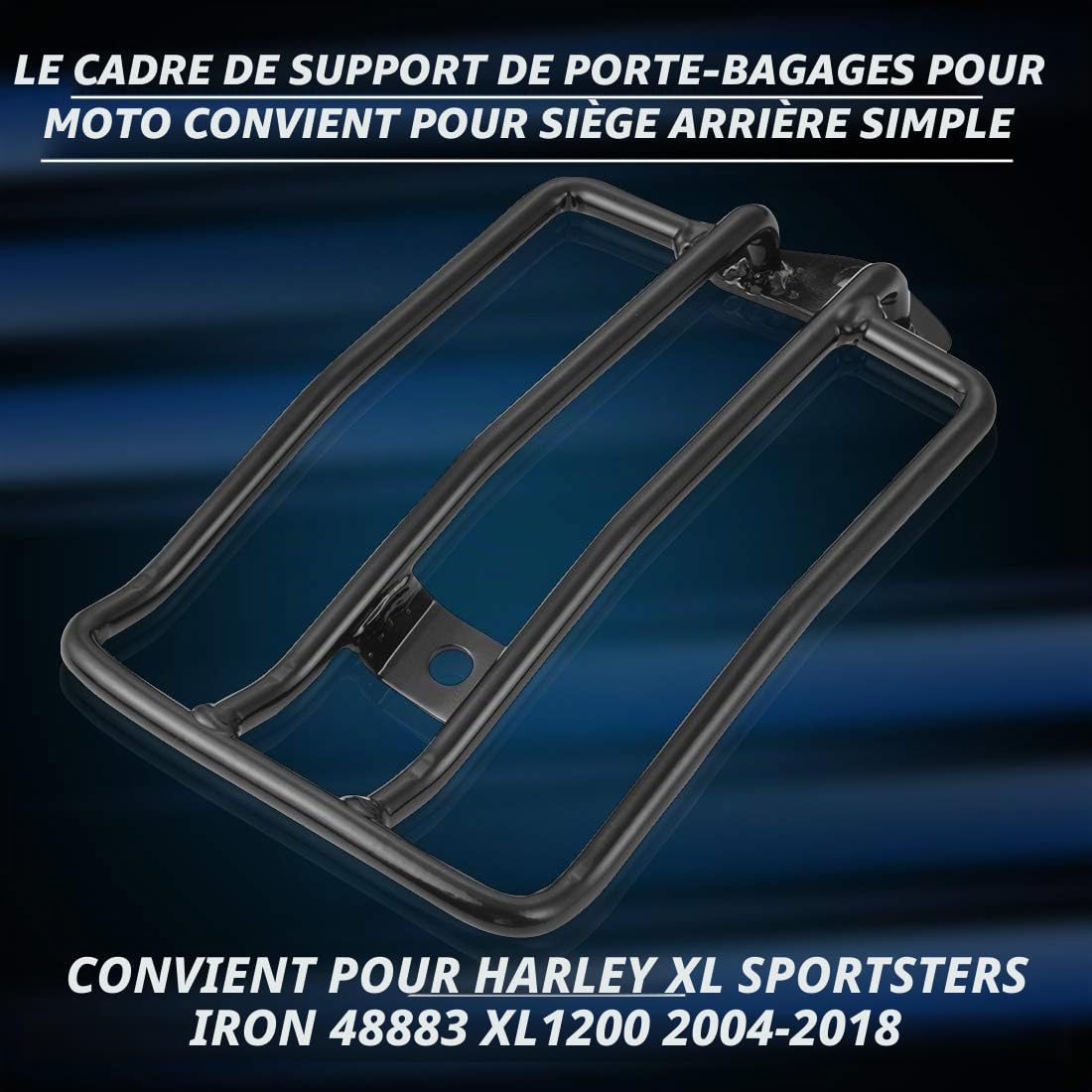 KATUR Support Rack Moto Bagages Shelf Convient aux Places arrière Solo 180mm (7") Fit Noir pour Harley Harley XL Sportster Fer 48 883 XL1200 2004-2018