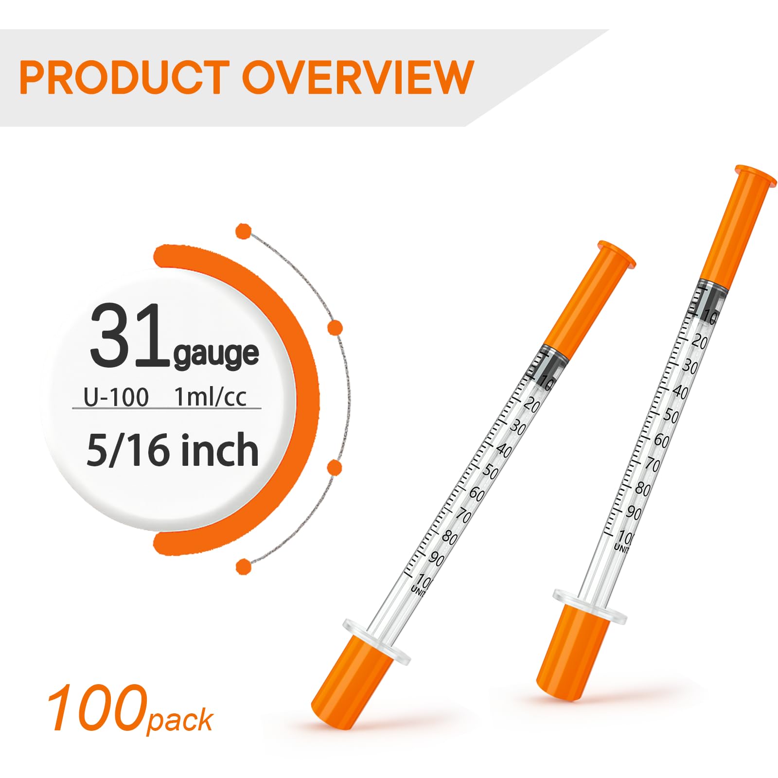 1ml/cc 31 gauge 5/16 inch syringe with needle, Syringes for glp1, PACK 100. — Amazon image 5
