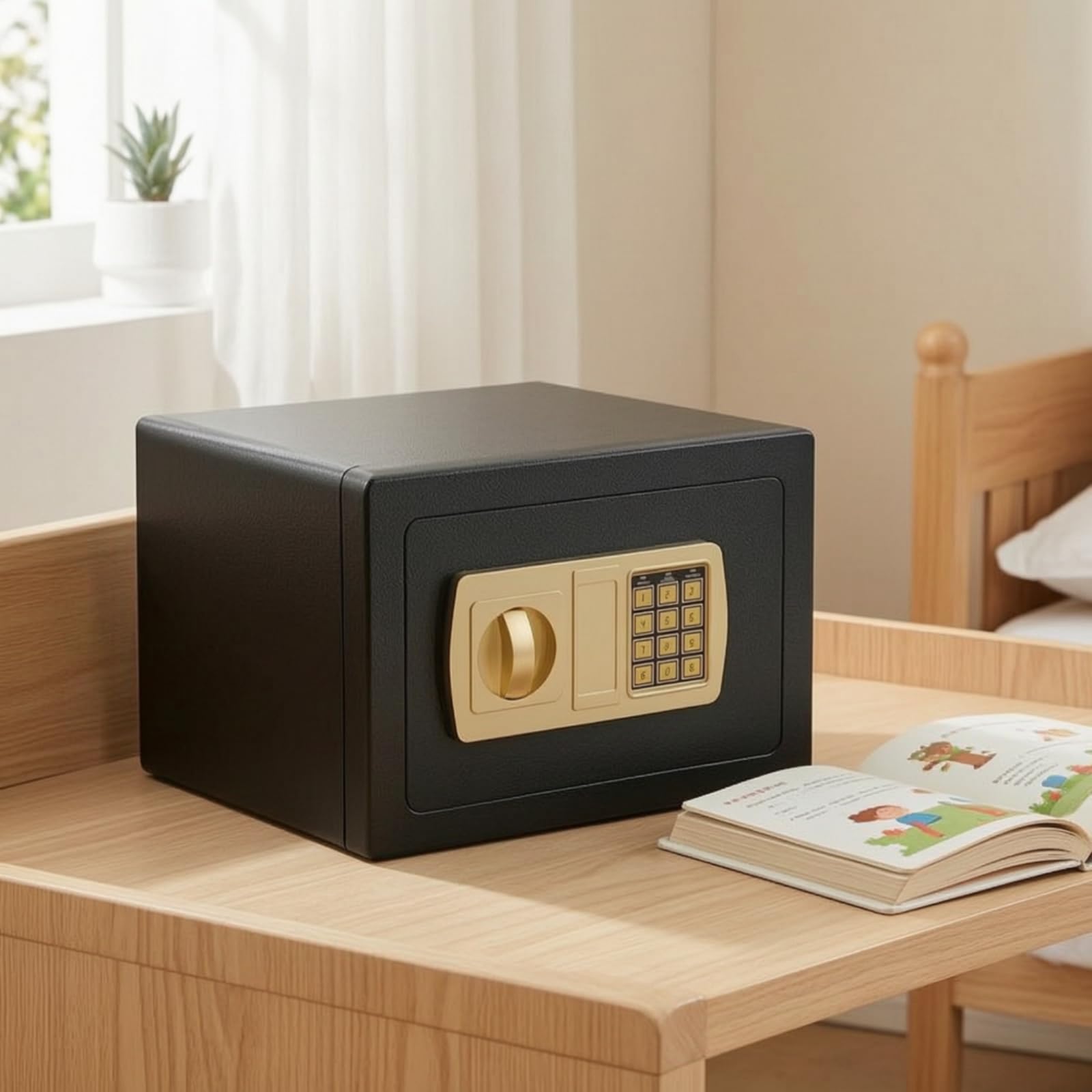 Tirelire Coffre-Fort Métallique Mini Coffre-Fort Sécurisé Caisse pour Enfants, 20E Noir, Modèle Standard sans Fente
