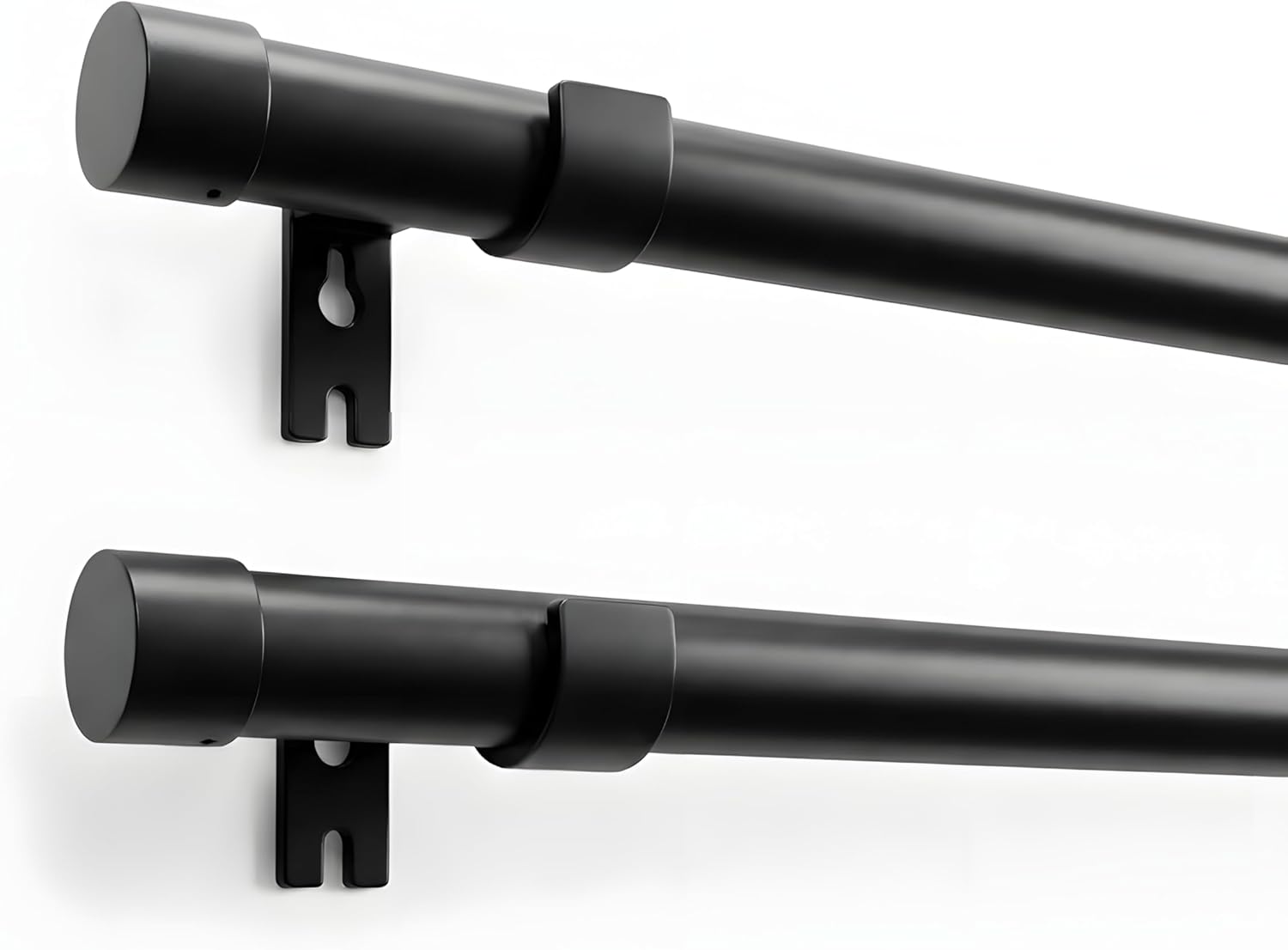 Set of 2 Black Curtain Rod 16-94.4 Inch Adjustable Metal Window Treatment Rods Bedroom Living Room Heavy Duty Wall Mounted Brackets Included Modern Home Hardware