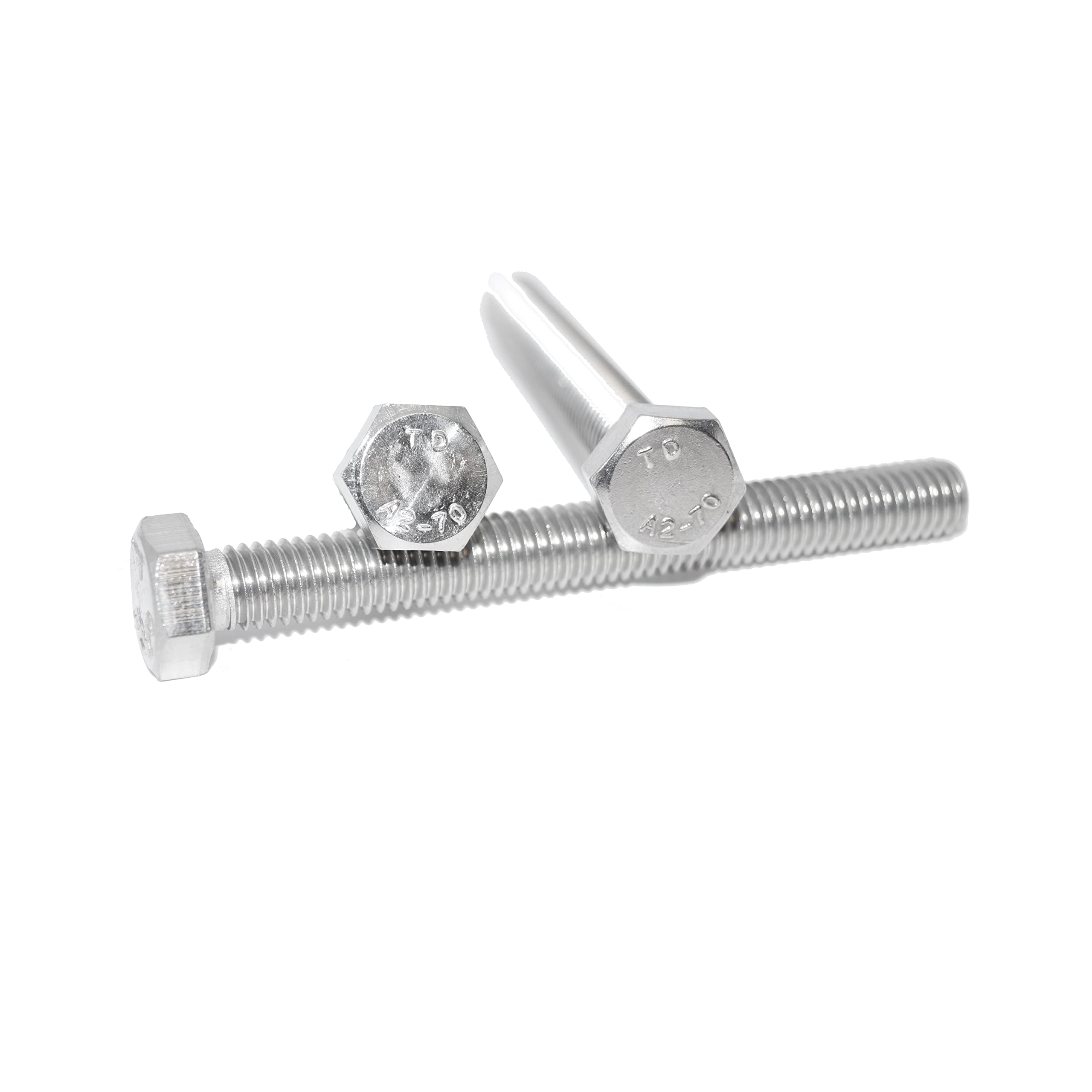 Lot de 50 vis à tête hexagonale M10 x 25 DIN 933 A2 en acier inoxydable avec filetage complet