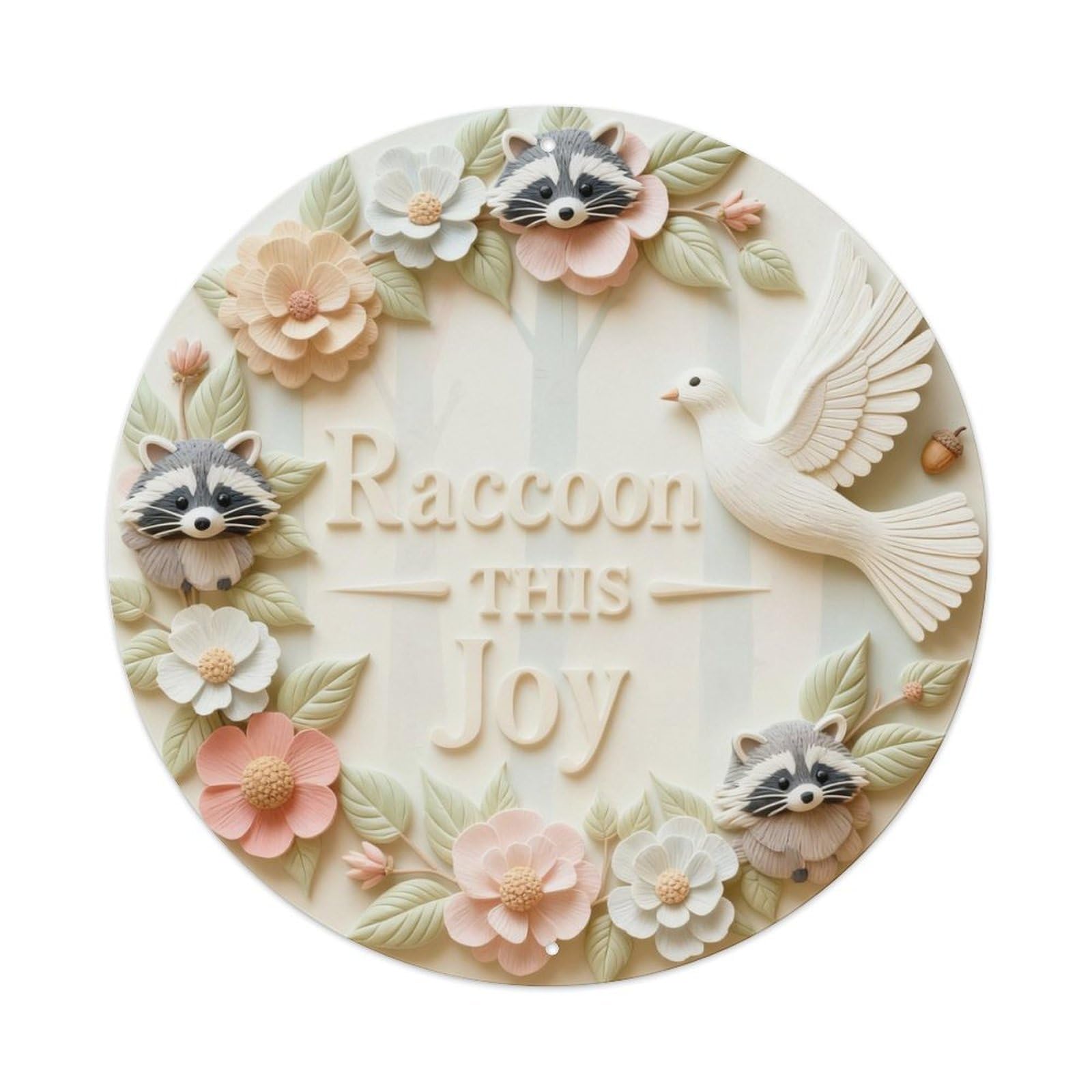 Raccoon Joy Metal Tin Sign Plaque