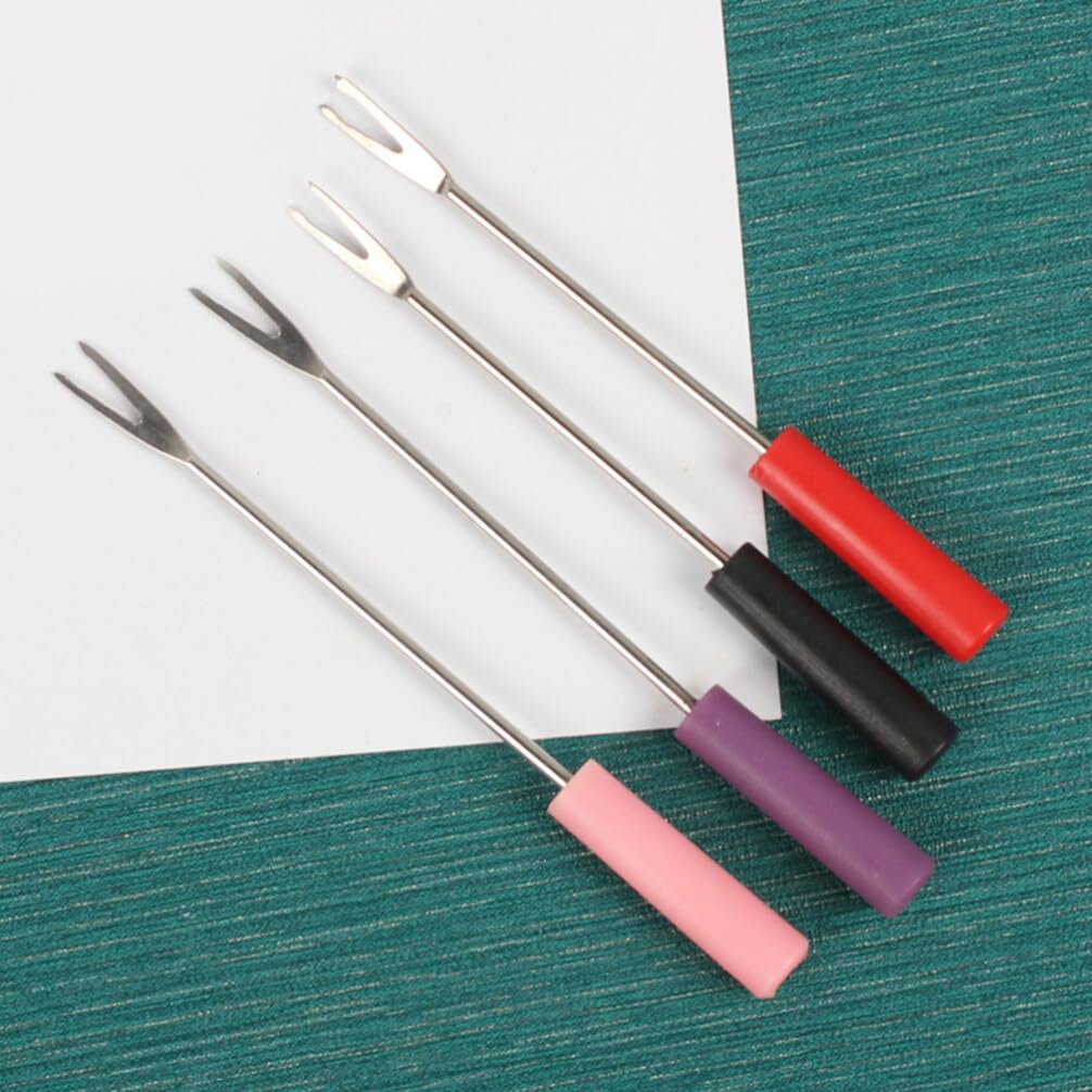 BESTonZON Metal Fruit Forks Bbq Forks for Grilling Chocolate Candy Picnic Camping