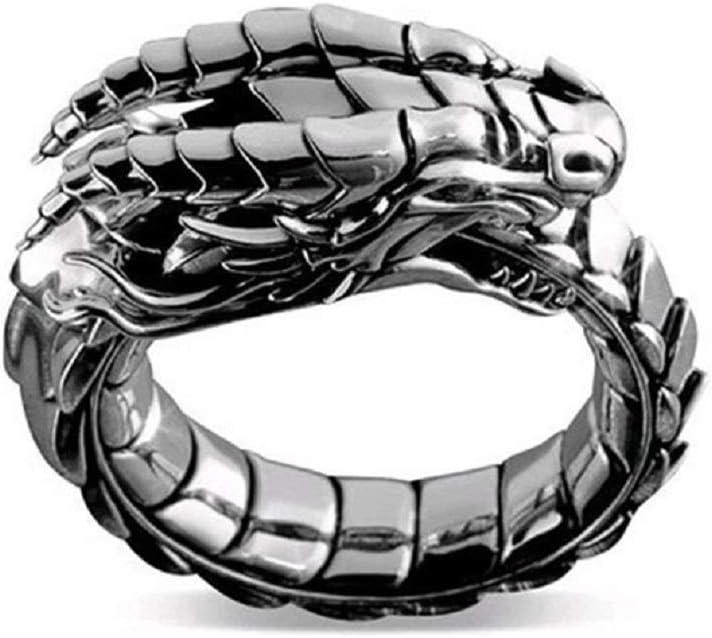 Vintage Norse Viking Dragon Head Ring - Men's Punk Animal Dragon Jewelry