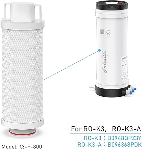 Miniatura 2 de Frizzlife K3-F-800 Cartucho de filtro de repuesto para filtros de agua de ósmosis inversa RO-K3 y RO-K3-A para debajo del fregadero - 1 etapa