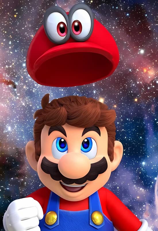 Anime Diamond Art Painting Kits for Adults and Kids,DIY 5D Super Mario Diamond Art Paint with Round Diamonds Full Drill Gem Art Painting Kit for Home Wall Decor (12x16inch)