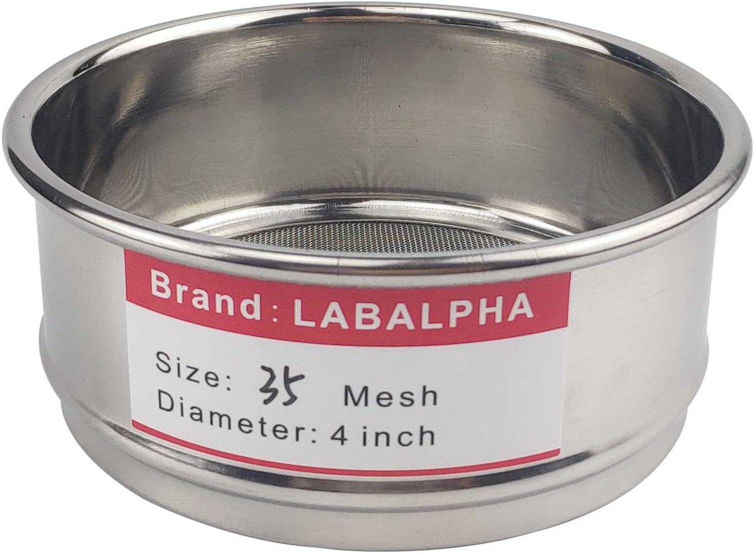 LABALPHA 35 Mesh Lab Sieves, Test Sieve #35 Mesh, 4'' Diameter, 304 Stainless Steel Wire Cloth (0.5mm)