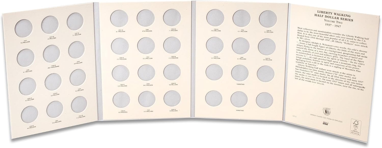 Littleton Coin Company 1937-1947 Liberty Walking Half Dollar Folder, Volume 2