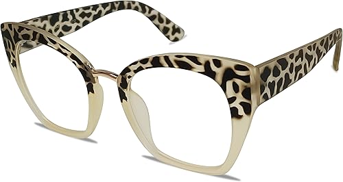 Lentes transparentes de gran tamaño para mujer, con marco cuadrado, sin receta, antirreflejos, bloqueo de luz azul, gafas de lectura