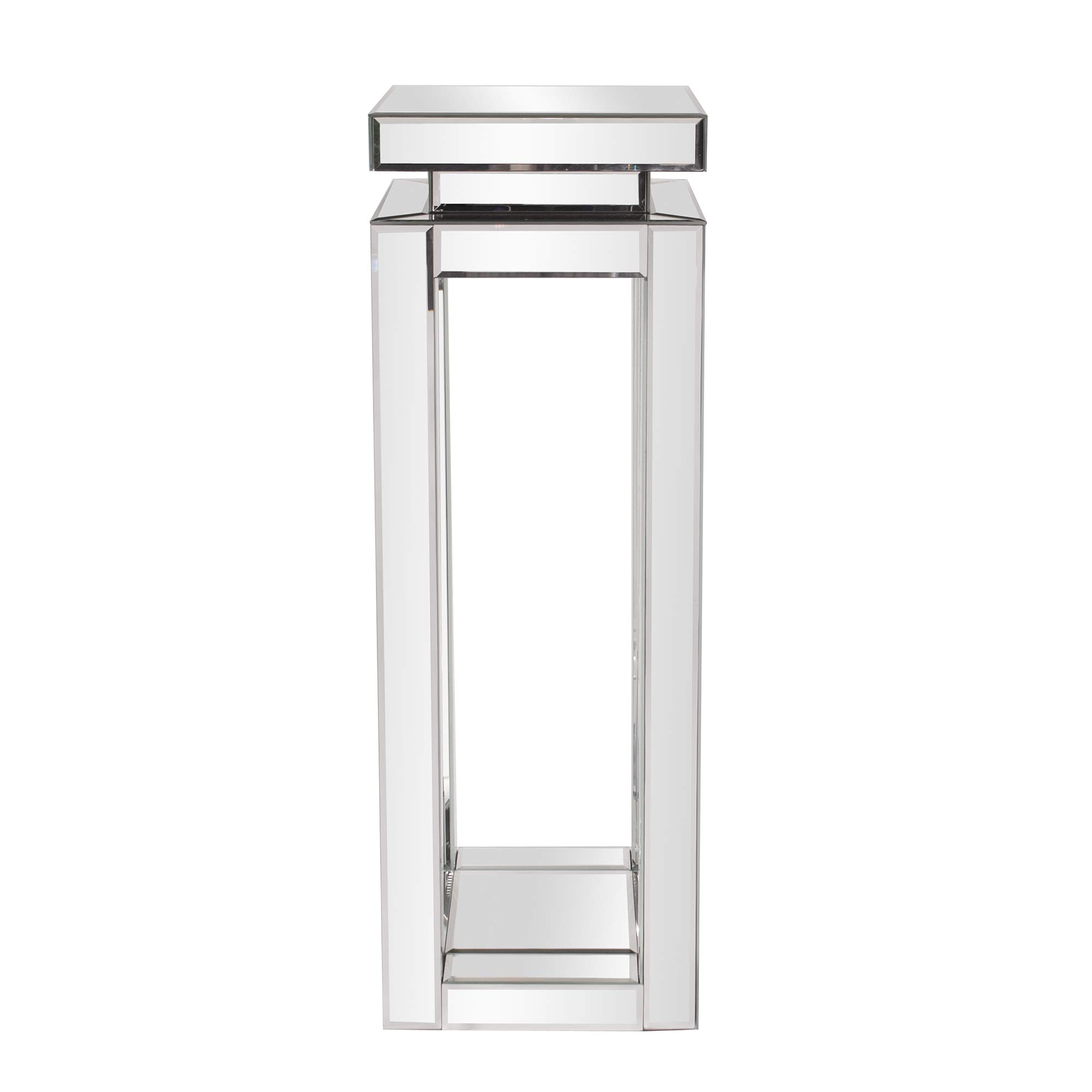 Howard Elliott Mirrored Pedestal Accent Table, Large, silver