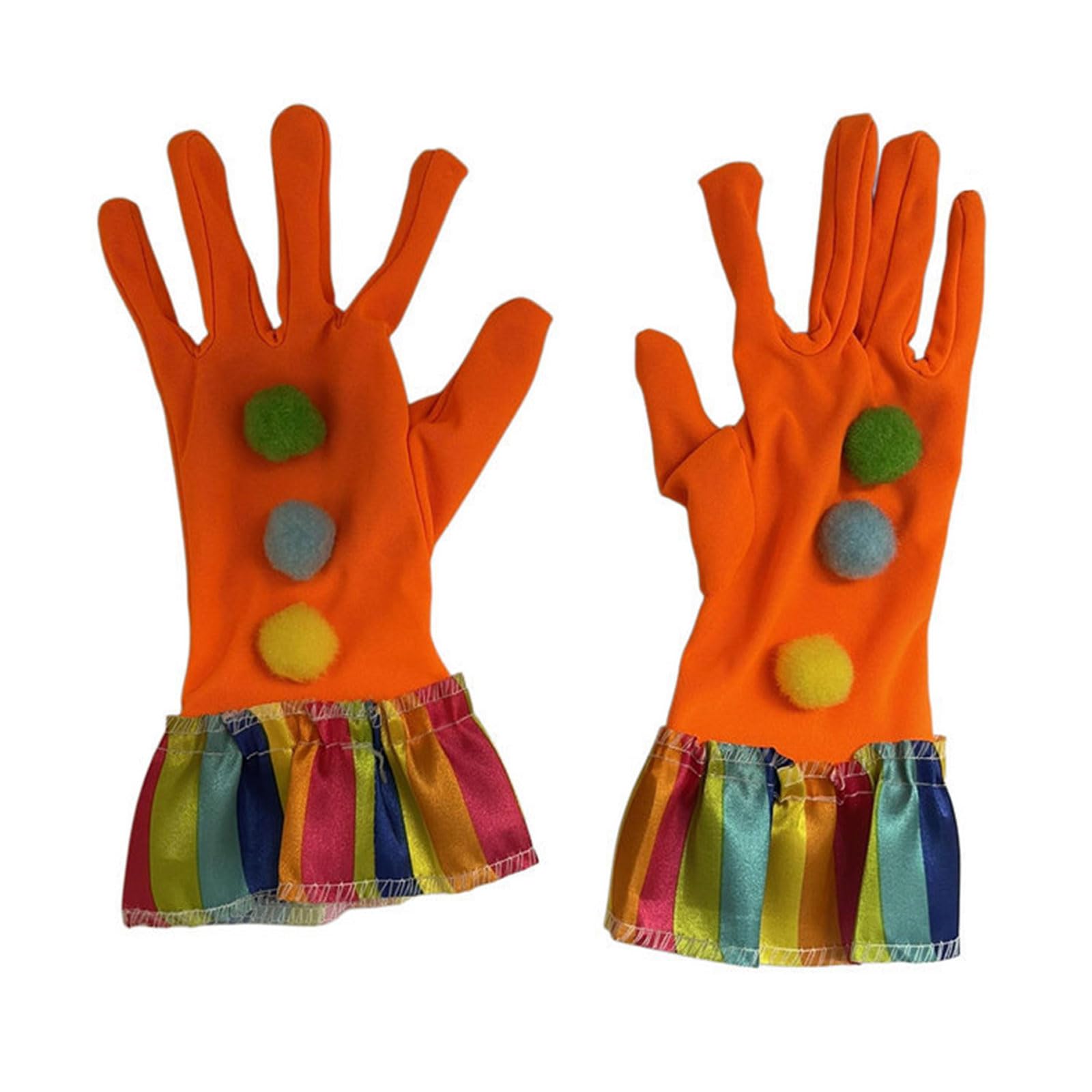 Laiousn Men's Multicolor Novelty Pompoms Clown Gloves For Festival Theme Event Gathering Comfortable Soft Stretchy Hand For Cosplay Party Novelty For Adult