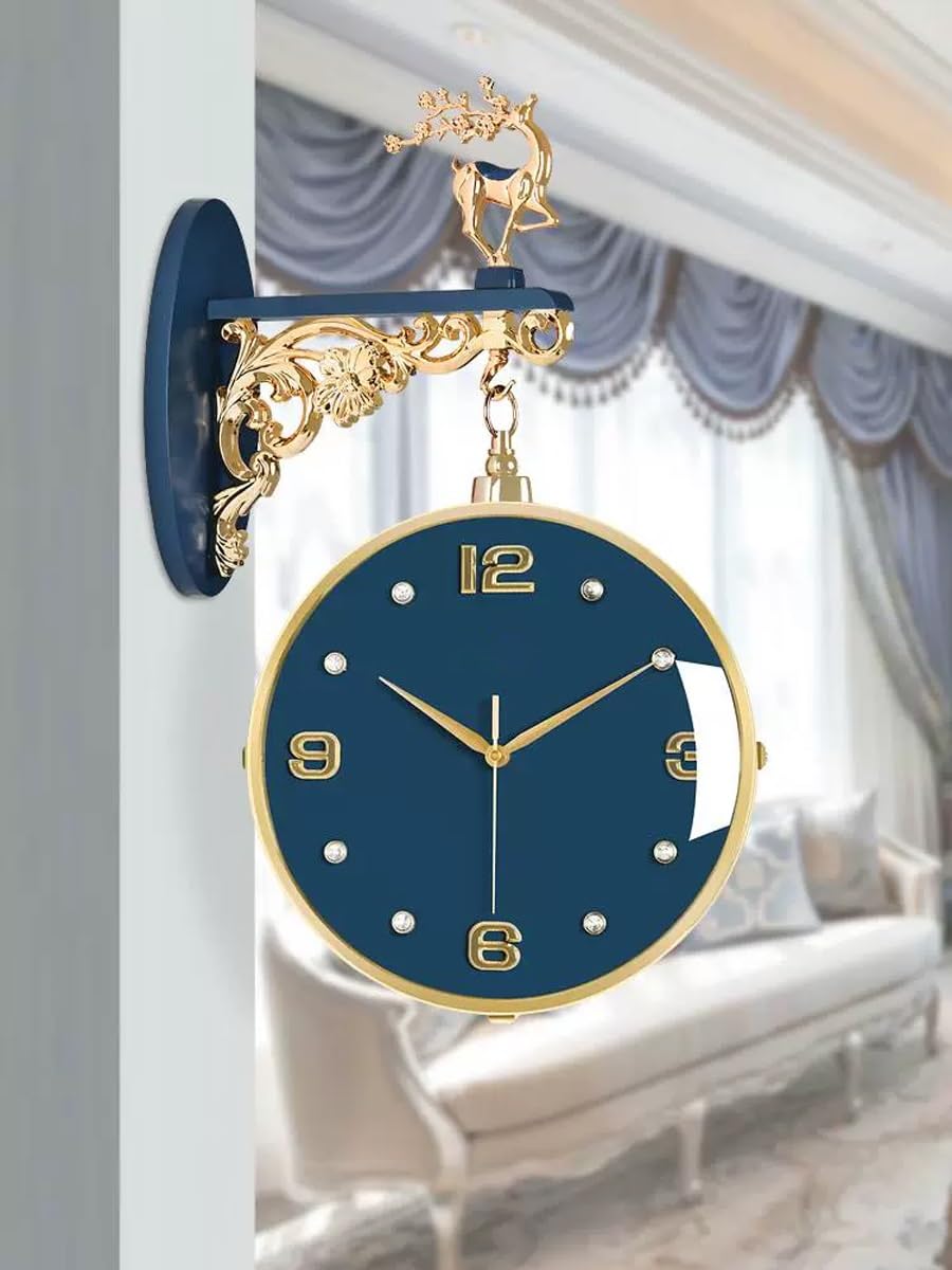 Amazon.co.jp: 両面壁掛け時計、ラウンドヴィンテージ壁掛け両面時計