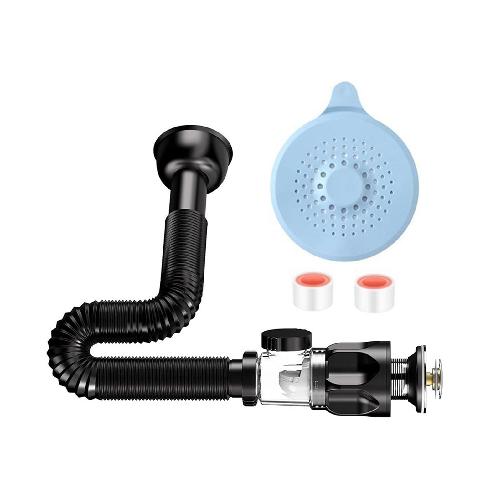 Jazuaiao Kitchen Sink Drain Pipe Flexible Stretchable Strainer Pipelines Washbasin Anticlogging Strainer Hose Kitchen Antiblockage Universals Space Saving