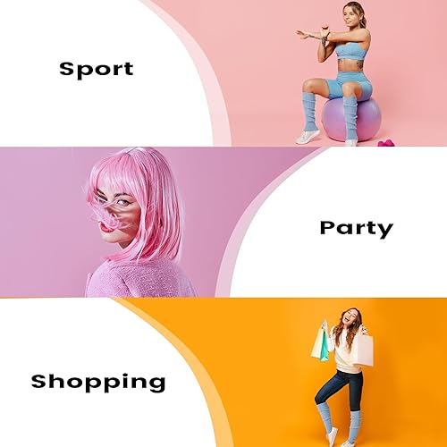 Miniatura 7 de Clothirily Calentadores de piernas, calentadores de piernas de neón de punto de moda para mujeres de los años 80 deportes fiesta accesorios de yoga