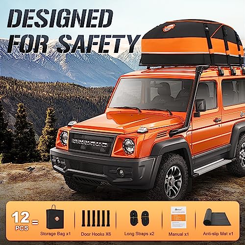 Sailnovo Roof Box Roof Bag 580L/20 Cubic Waterproof Car Roof Box for Cars without/with Roof Bars/Rack/Rails, Large Roofing Cargo Carrier Bags with Anti-slip Mat, 6 Door hooks - Image 6