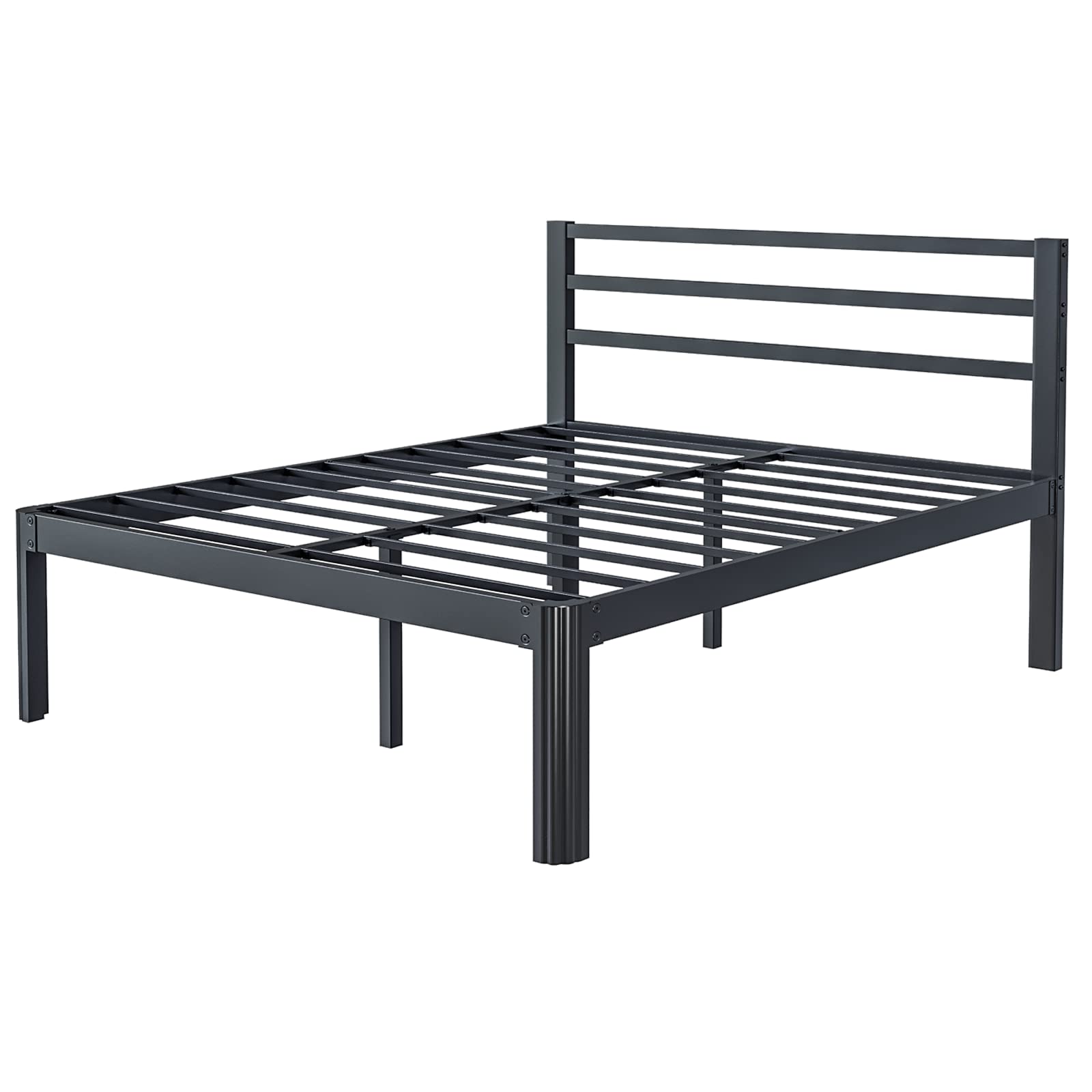 King Size Bed Frame and Headboard, 14 Inch Heavy Duty Metal Platform Bed Frames No Box Spring Needed, Round-Corner Leg Design Mattress Foundation, Easy Assembly, Noise Free, Black