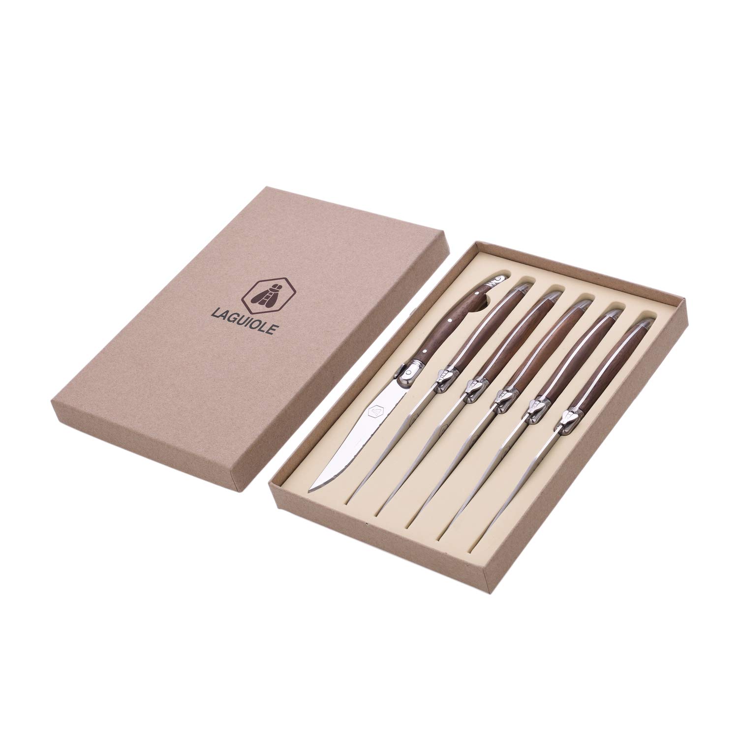 LAGUIOLE - Set de 6 couteaux à steak bois de noyer