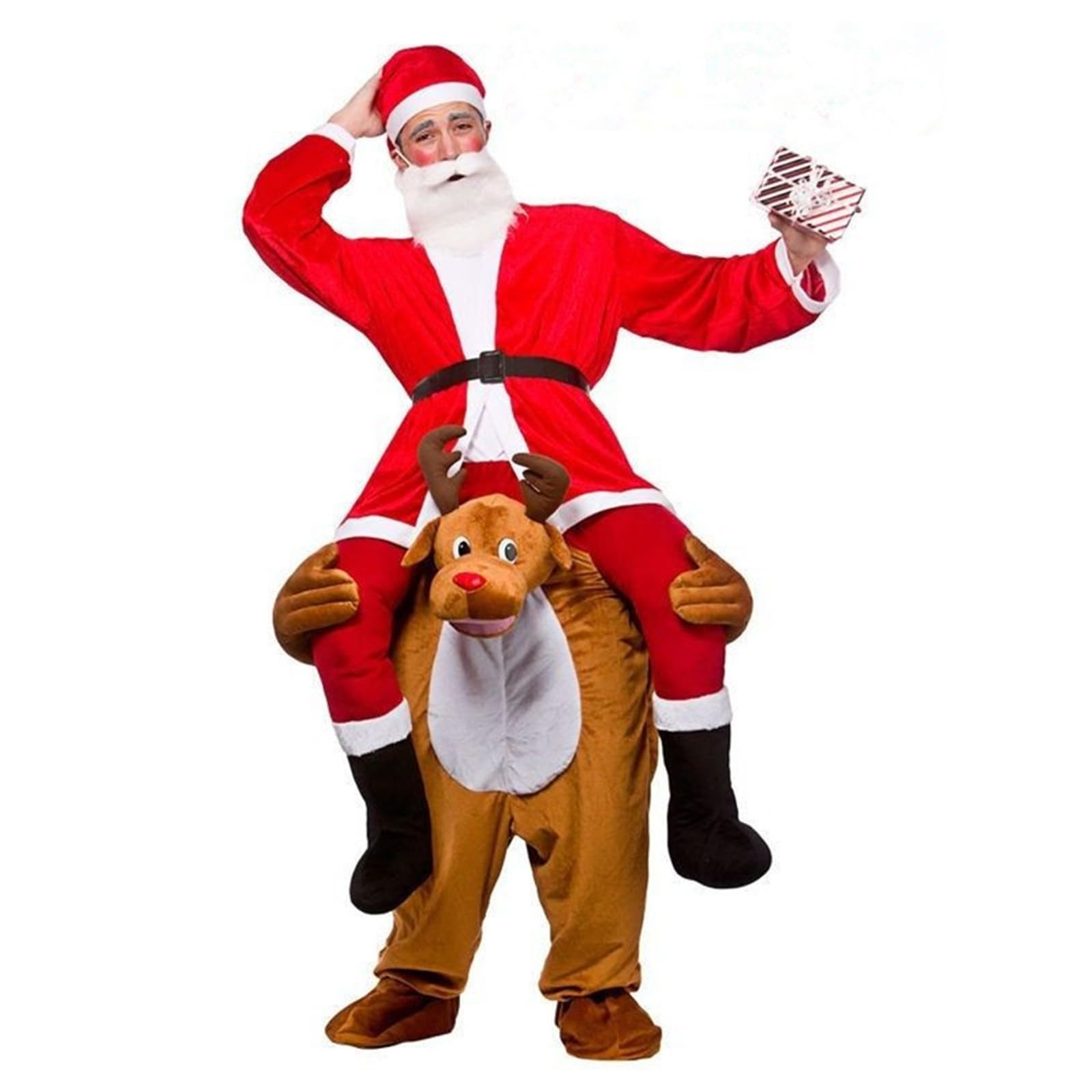 Christmas Costume, Xmas Cosplay Elk Reindeer Ride On Suit Fancy Christmas Carnival Halloween Party Costume Prop for Adults Men Women Costumes Official Elf Adult Costume