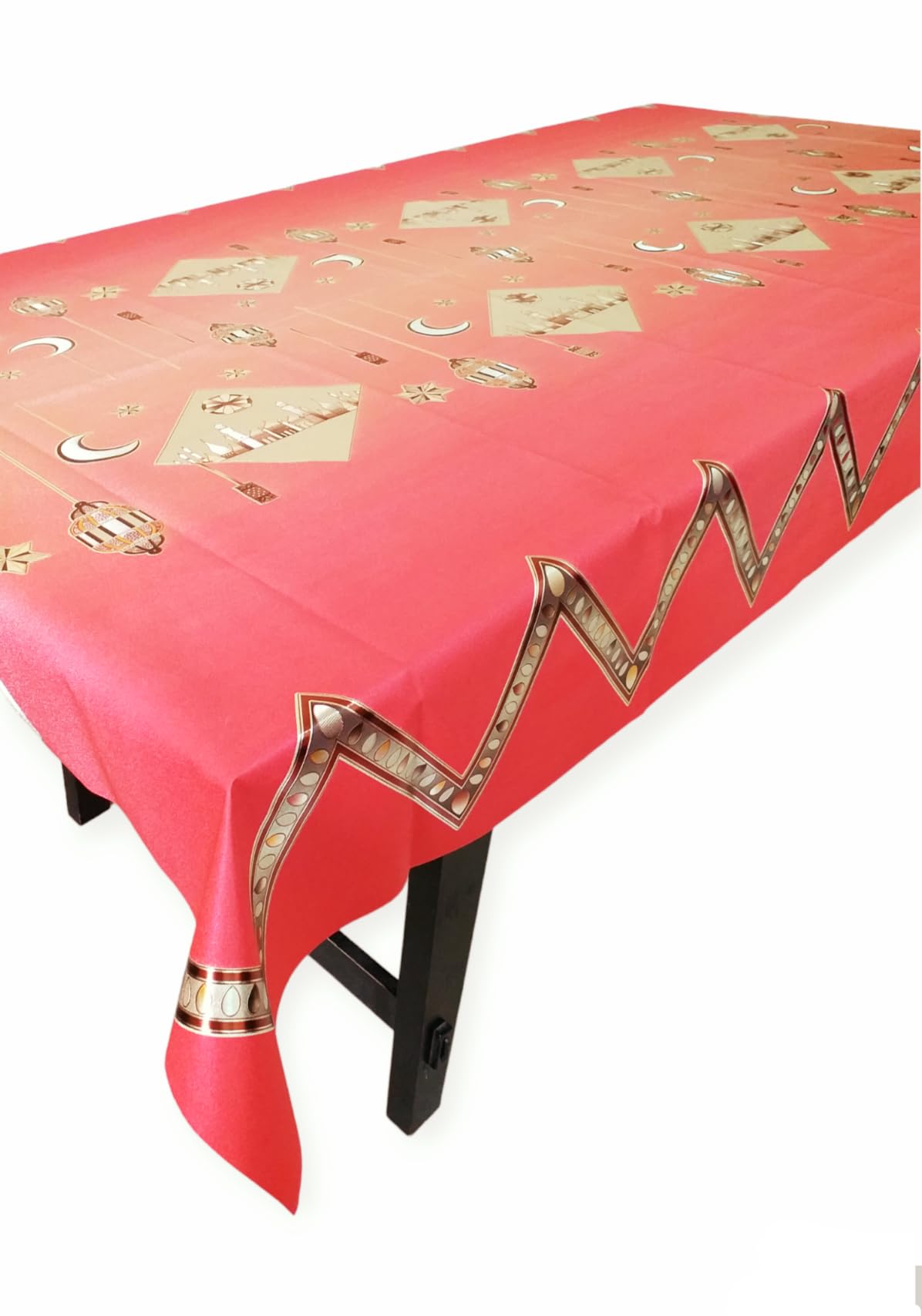 FAM 1 Pc Ramadan Table Cover - Ramadan Table Cloth - Table Cloth Six Seater Eid Mubarak Decorations - Waterproof Oil-Proof Ramadan Eid Al-fitr Party Table Covers