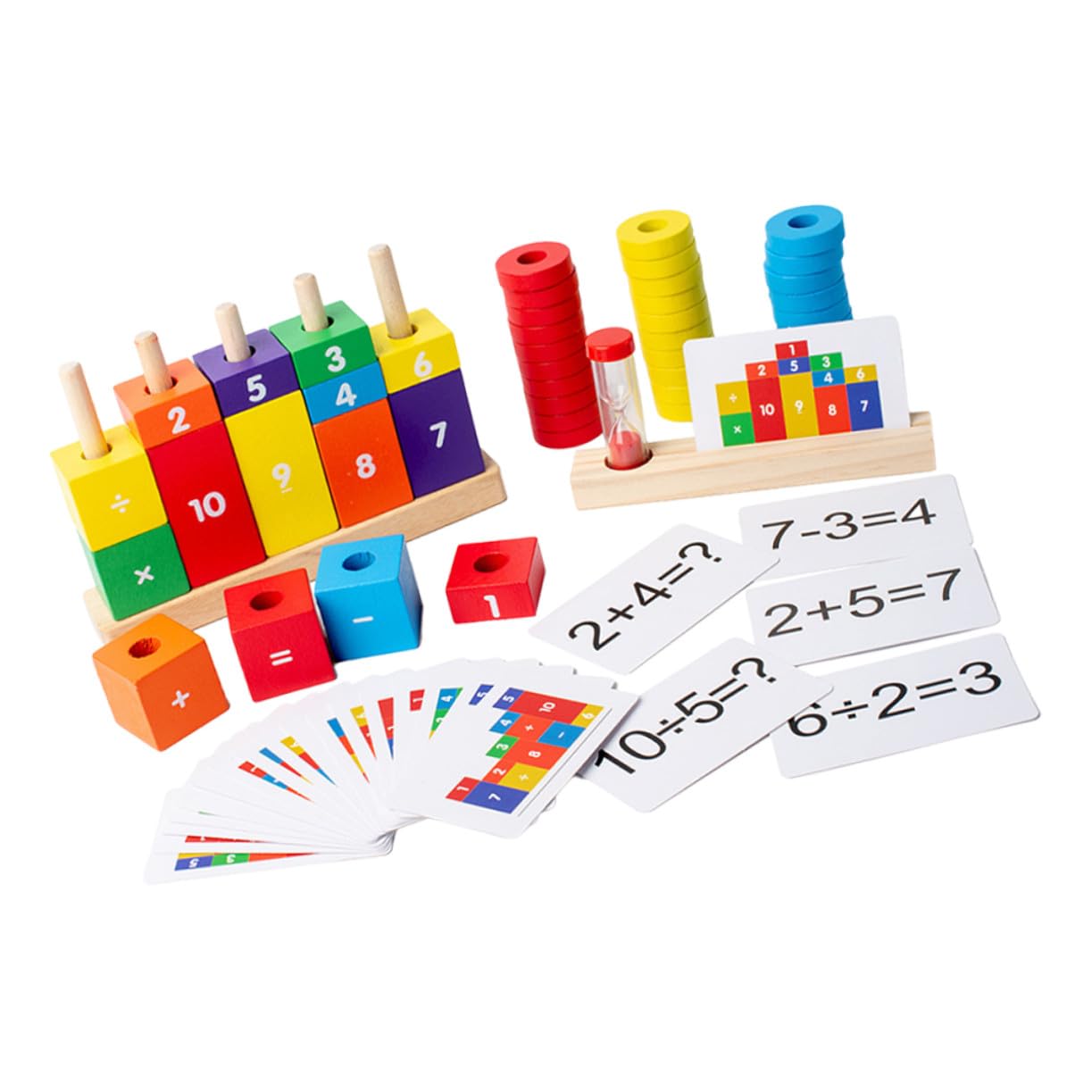 Holz Bausteine für Lernspielzeug Montessori Zahlenrechen Bunte Zahlenblöcke aus Sicherem Material für Vorschulkinder Jahre zur Kognitiven und Mathematikverständnis