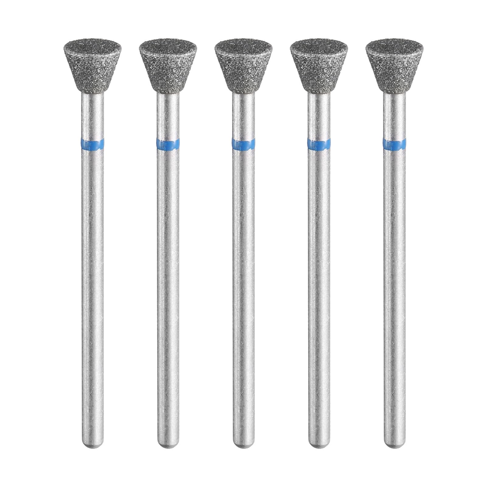 HARFINGTON 5pcs 120-140 Grits Diamond Grinding Bit 6mm Inverted Cone Head 2.35mm Shank 3mm Length Stone Sanding Drill Bits Rotary Tool for Ceramic