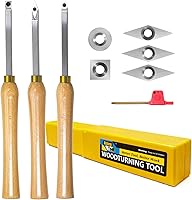 Vista 1 de Mini torno de madera con punta de carburo, herramientas de torneado, conjunto combinado de acabado de detallador más duro con mango de madera e